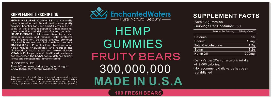 Premium Hemp - Vegan, Pain Relief, Sleep, Calm Anxiety Stress -Made in USA 100ct