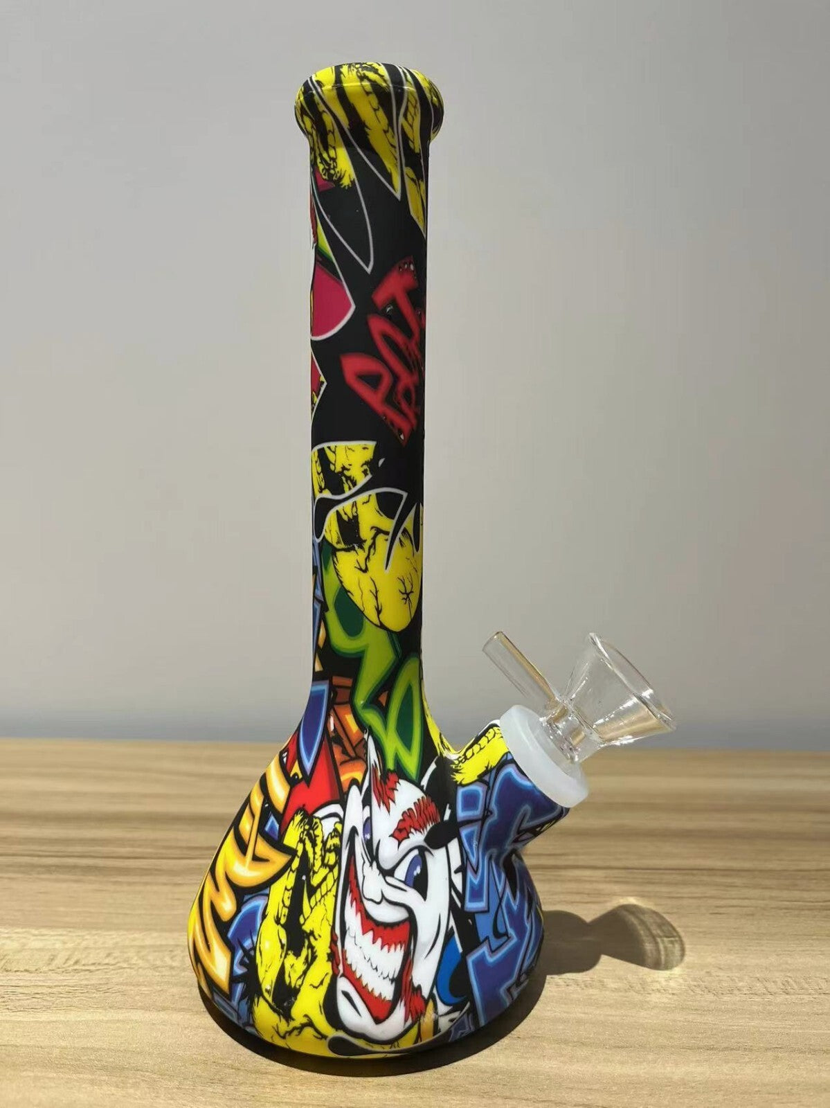8" Hook ahSilicone Water Pipe Bon gTabacco Precolator Bubbler Beaker Clown joker