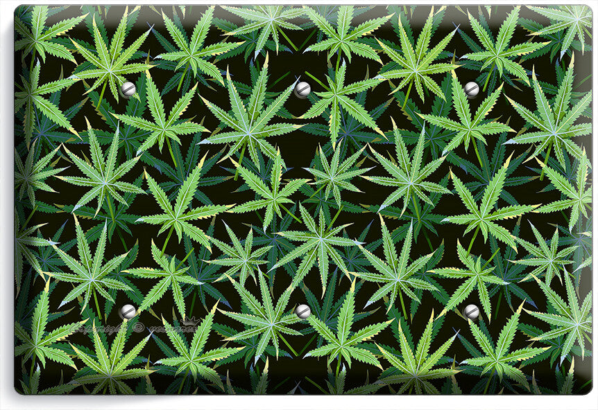 CANNABIS MARIJUANA LEAF PATTERN LIGHT SWITCH OUTLETS WALL PLATES MAN CAVE DECOR