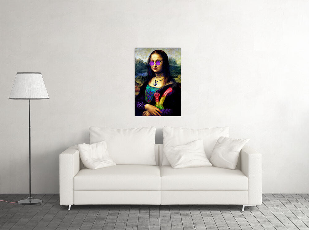 Naughty Mona Lisa Marijuana Themed Oil Painting Wall Art Home - POSTER 20x30