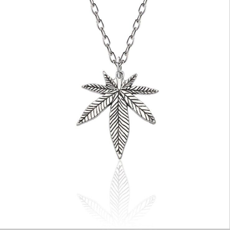 Weed Cannabis Maple Leaf Silver Gold Bronze Plated Necklace Pendant Gift