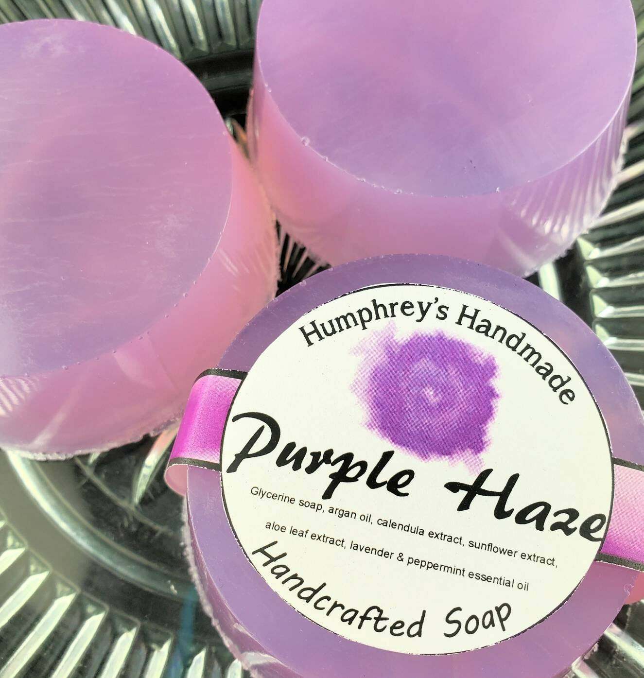 PURPLE HAZE Hemp Oil Soap, Peppermint Lavender Detergent Free, Glycerin Bar
