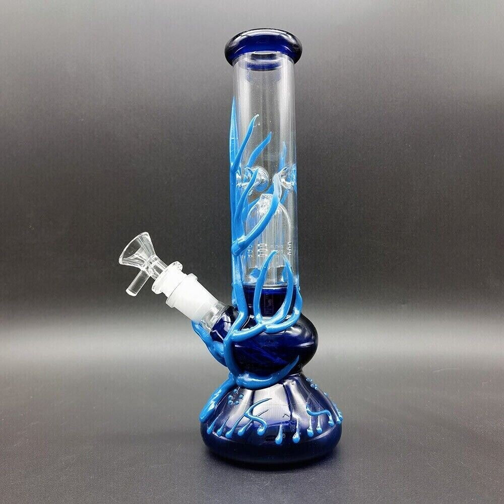 10" Glow in the Dark Bong Water Pipe Smoking Pipes Hookah Glass Percolator Bongs