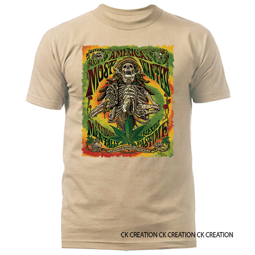 Most Wanted Marijuana Weed Pot Cannabis Graphic T-shirt 13 Colors sizes S to 5XL