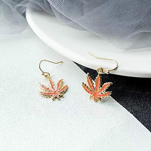 MARIJUANA POT LEAF EARRINGS RED COLORED MARIJUANA EARRINGS GREAT LEAF EARRINGS