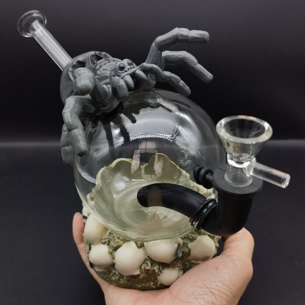6.1" Skeleton Spider Hookah Silicone Water Pipe Shisha Smoking Bong + 14mm Bowl