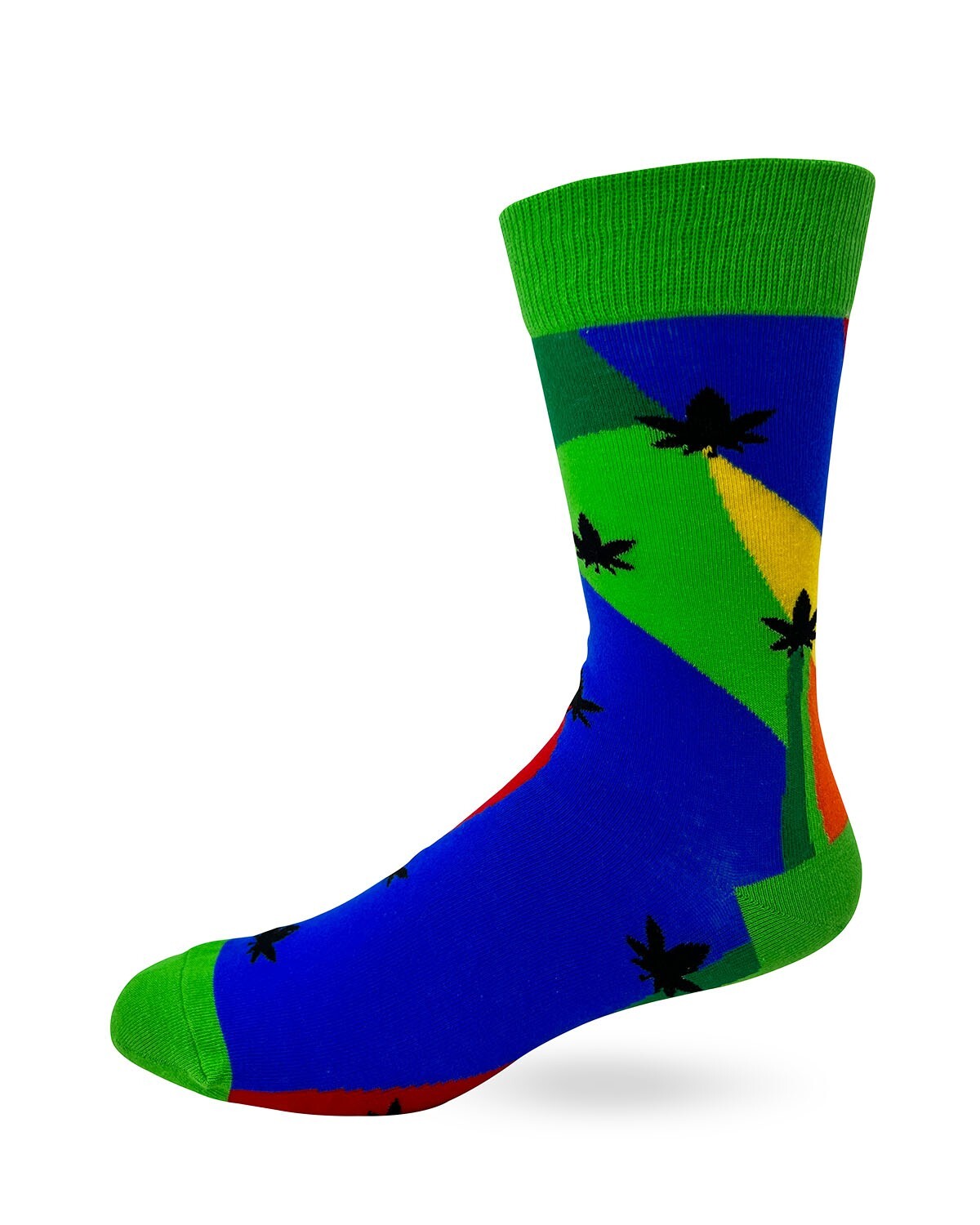 Fabdaz Relax Cannabis Leaves Pot Leaf Bright Colorful Men's Novelty Crew Socks