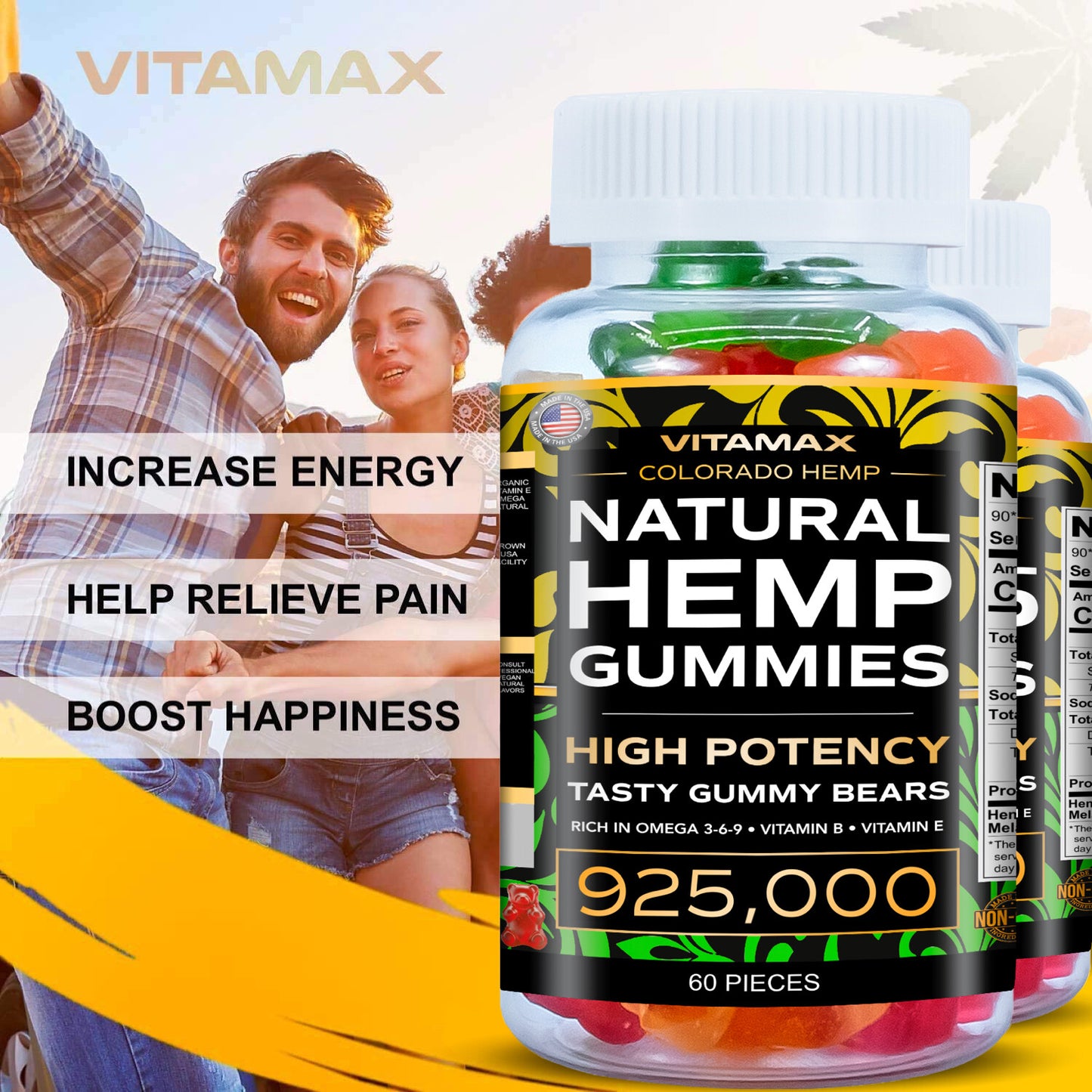 (2 Pack) Natural Gummies for Stress Relief - For Pain, Insomnia & Anxiety 120ct