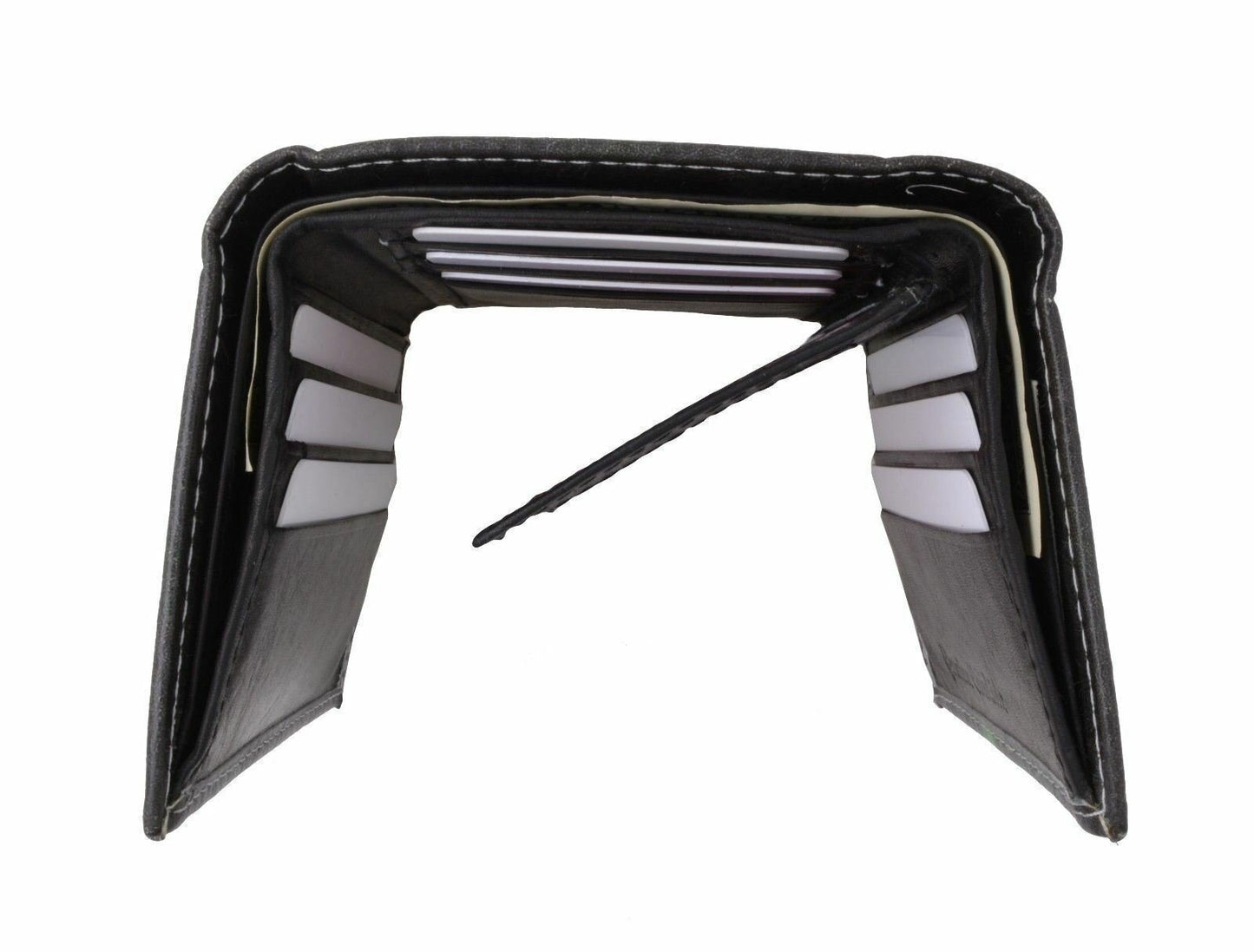 Marijuana Leaf Mens Genuine Leather Trifold Wallet Black Interior With Gift Box