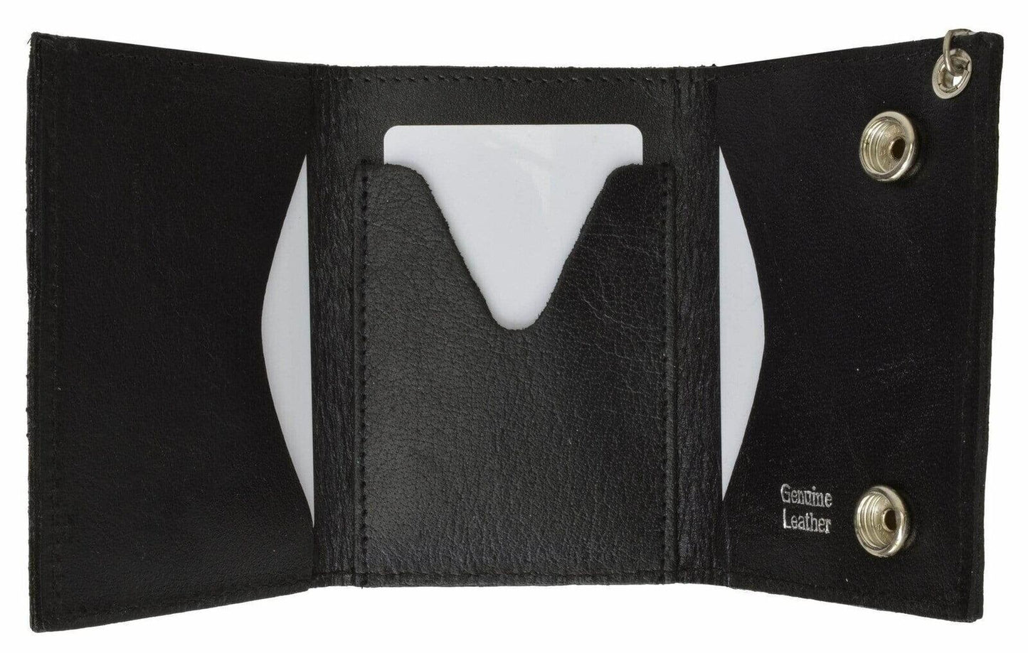 Marijuana Leaf Imprint Genuine Leather Biker Trifold Wallet 946-9 (C)