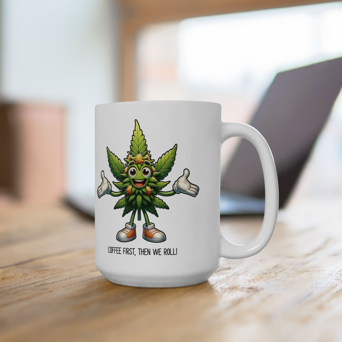 Funny Marijuana Leaf Character Coffee Mug | Weed Lover | Stoner Mug | 11oz/15oz