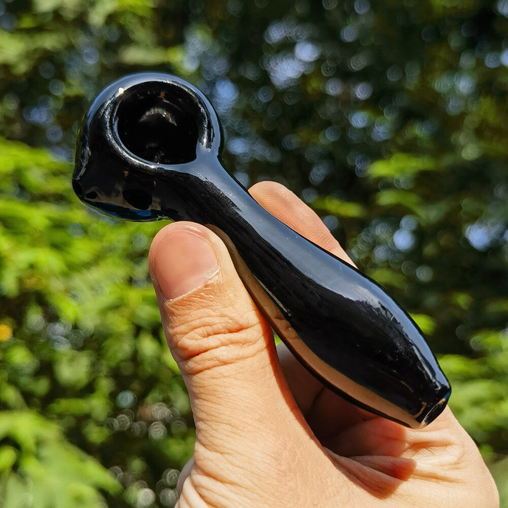 4.5" Black Glass Bong Smoking Hand Pipe Spoon Pipes Portable Heavy Shisha New