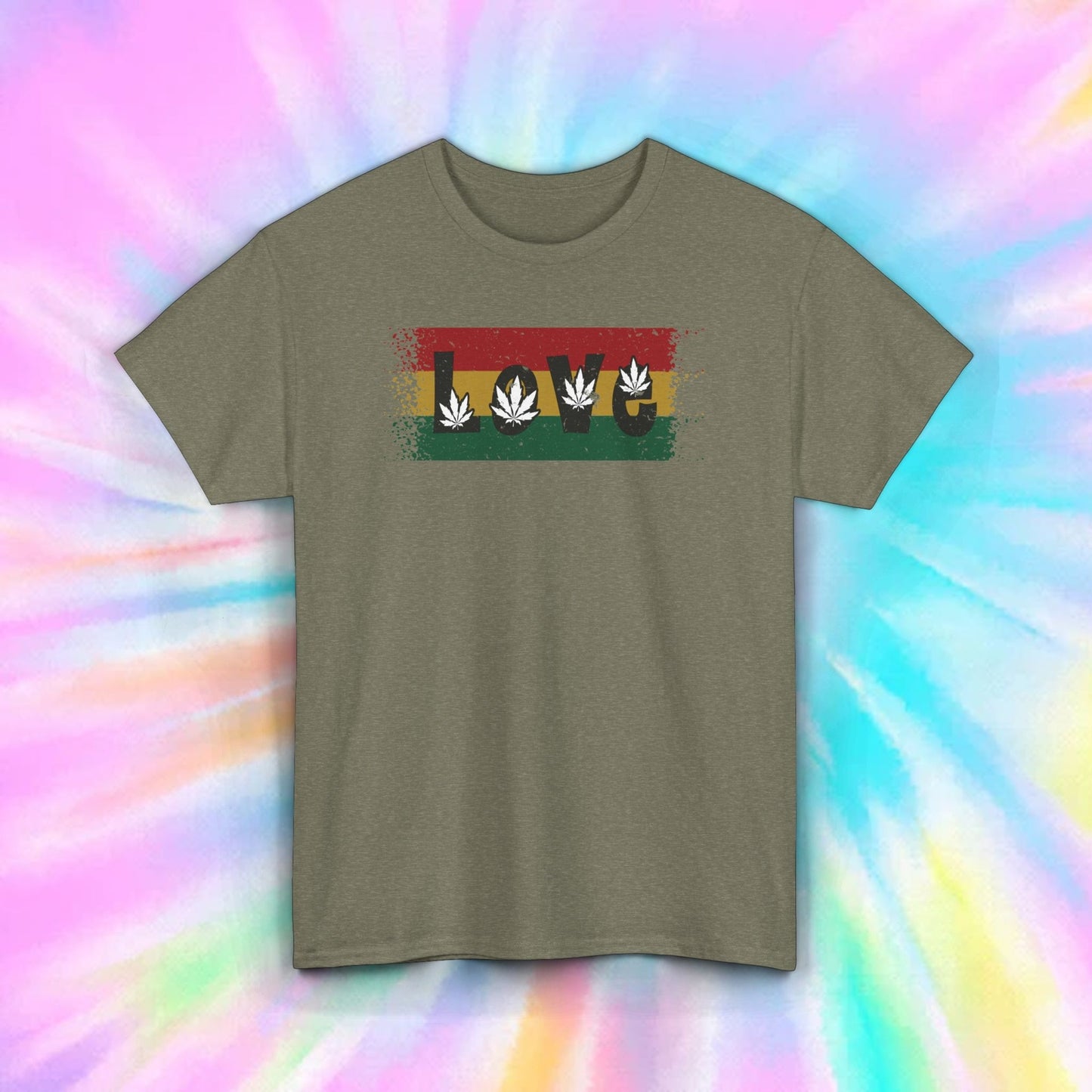 Love Cannabis Weed Leaf T-Shirt | Rasta Style Marijuana Gift | S-5XL 10 Colors