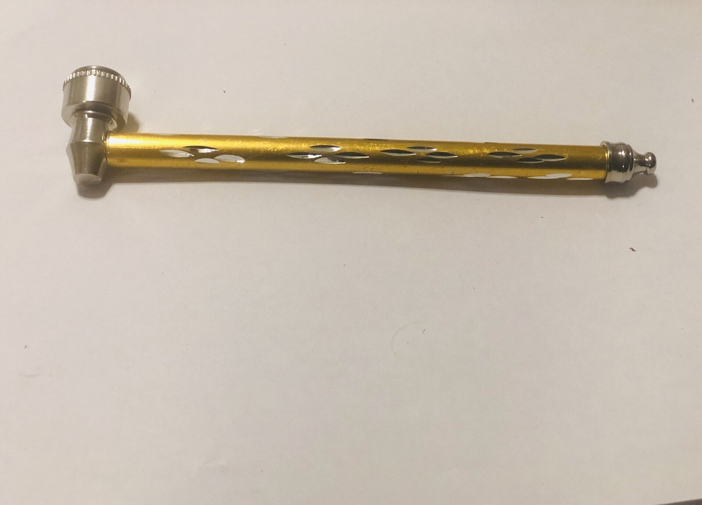 All Metal Pipe Diamond Cut Pattern Silver Tobacco Smoking Pipes 6 INCH