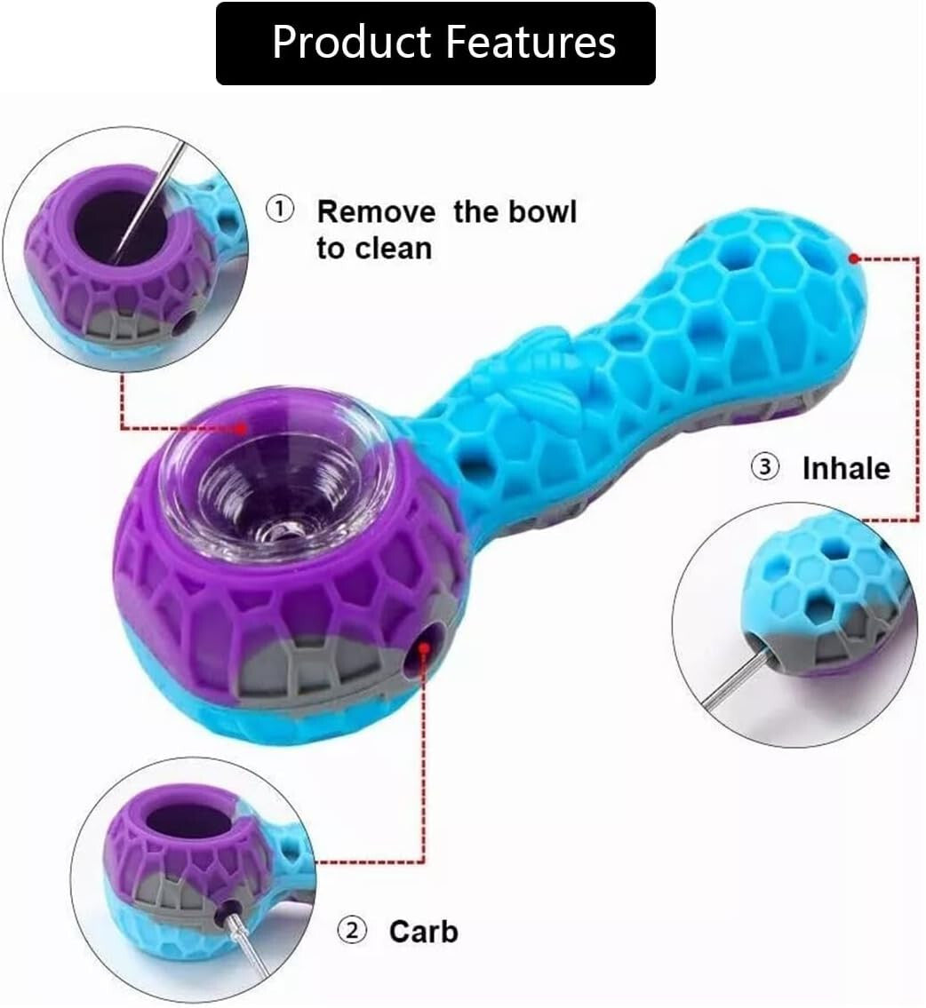 SILICONE SMOKING PIPE BOWl Silicone tobacco cigarette pipe best gift (purple)
