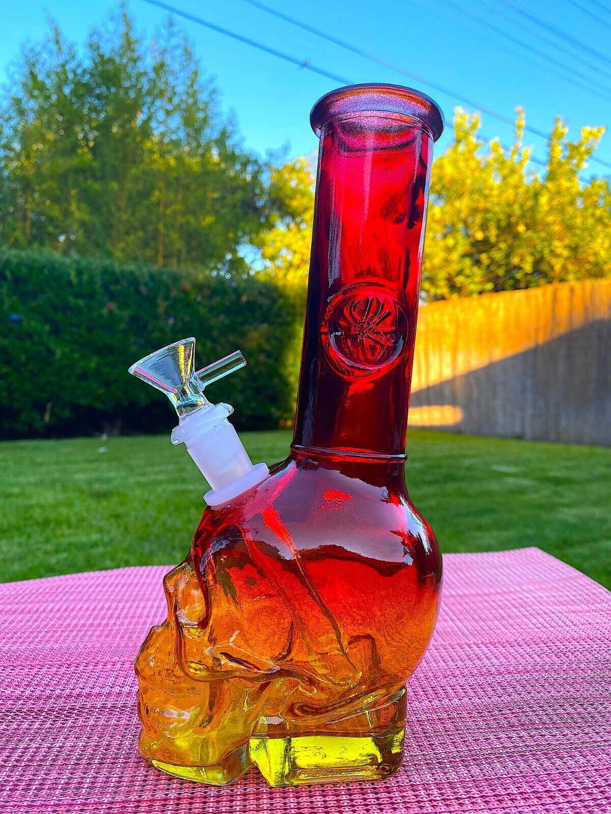 Red Skull 9" Premium Glass Water Pipe Bong Bubbler Hookah
