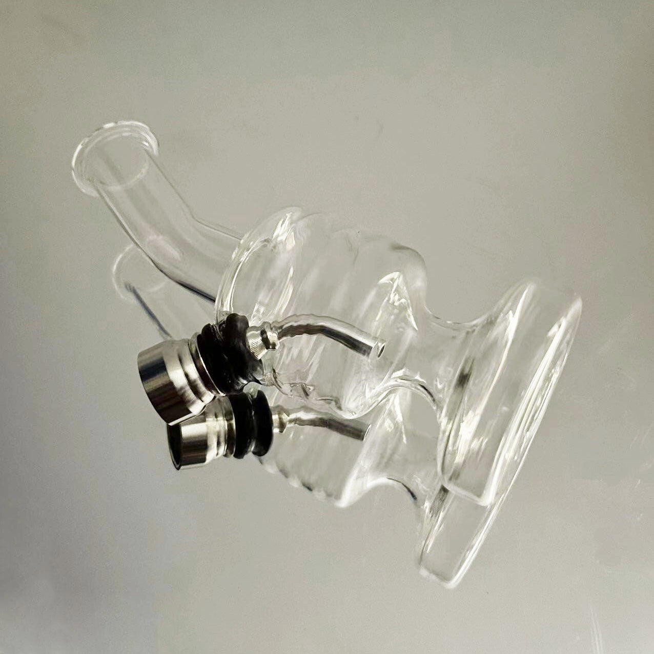 Exquisite Mini Glass Hookah, 4.72" Transparent Bend Mouth Spiral Glass Bong