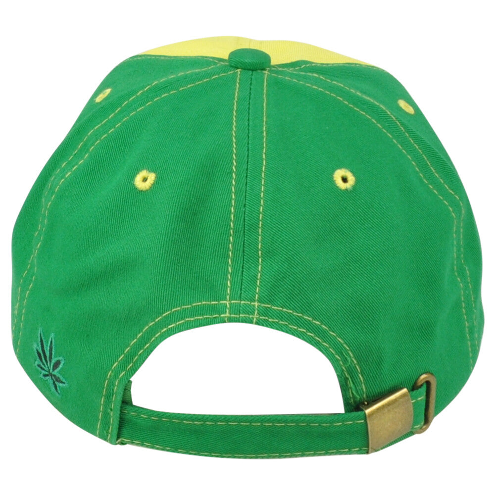 Marijuana Weed Leaf Cannabis Curved Bill Adjustable Relaxed Rasta Colors Hat Cap
