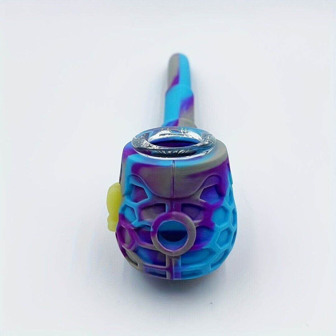 Silicone Smoking Pipe, Classic Vintage Silicone Tobacco Pipes with 9 Hole Glass - Maryjanes Bong Shop