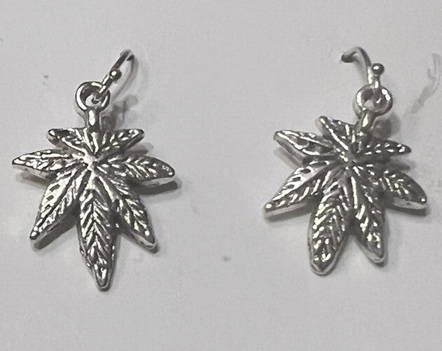 MARIJUANA POT LEAF CANNABIS WEED SILVER PLATED EARRINGS USA SELLER FREE SHIPPING
