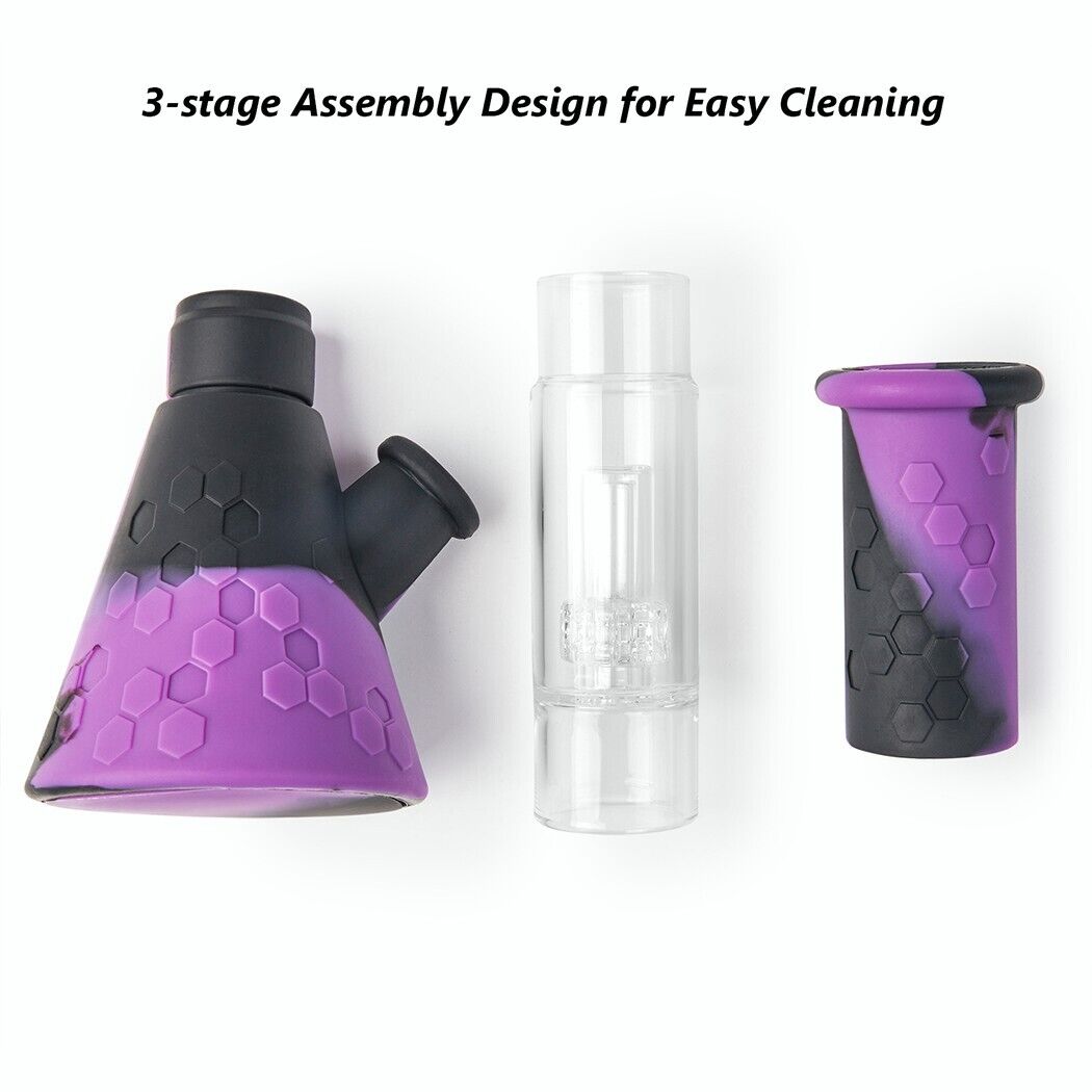 12" Heavy Duty Glass Bong Silicone Smoking Tobacco Water Pipe Beaker 14MM Bowl