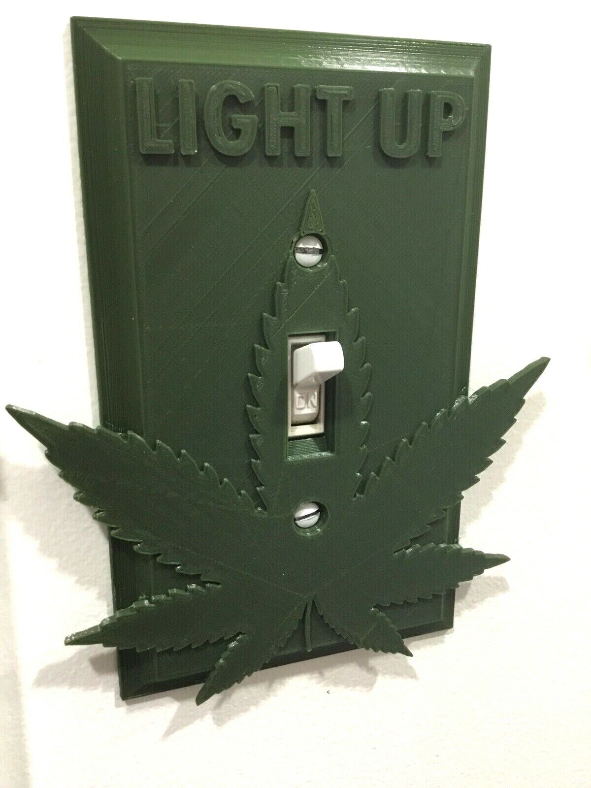 Marijuana Weed Pot Light-Up Light Switch Outlet Cover Plate Face - 420 Cannabis
