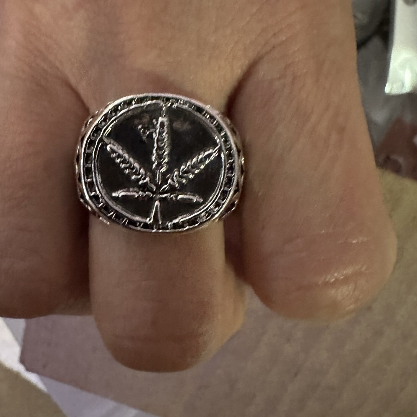Marijuana Leaf Ring, Pot, Cannabis, Weed, Biker, Stoner, Punk, Metal, Rock size 8 to 11