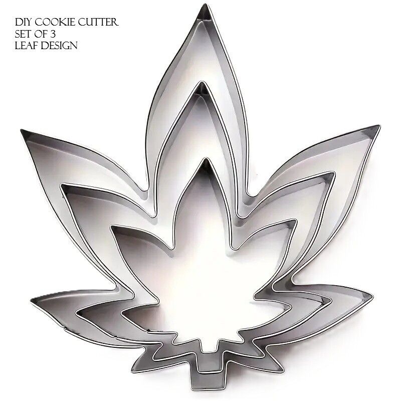 Set (3pcs) Marijuana Cannabis Maple leaf Novelty Shaped Cookie Cutter