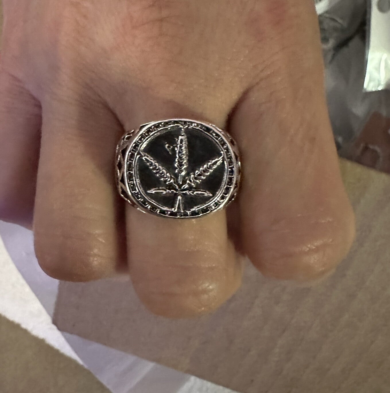 Marijuana Leaf Ring, Pot, Cannabis, Weed, Biker, Stoner, Punk, Metal, Rock size 8 to 11