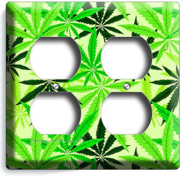 🍀GREEN CANNABIS MARIJUANA LEAFS LIGHT SWITCH OUTLETS WALL PLATES MAN CAVE DECOR