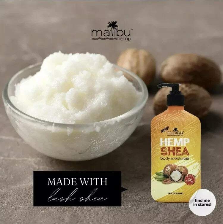 2-PACK, Malibu Tan Hemp SHEA BUTTER Skin Firming Body Moisturizer Lotion, 18 Oz.