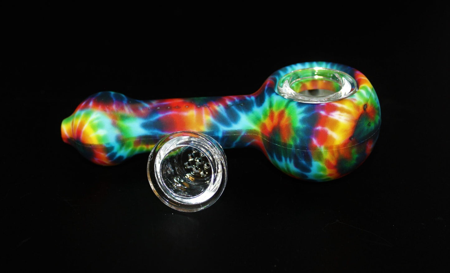 4" TIE DYE SILICONE and Pipe Tobacco Smoking Pipe w/ EXTRA BOWL Pipe