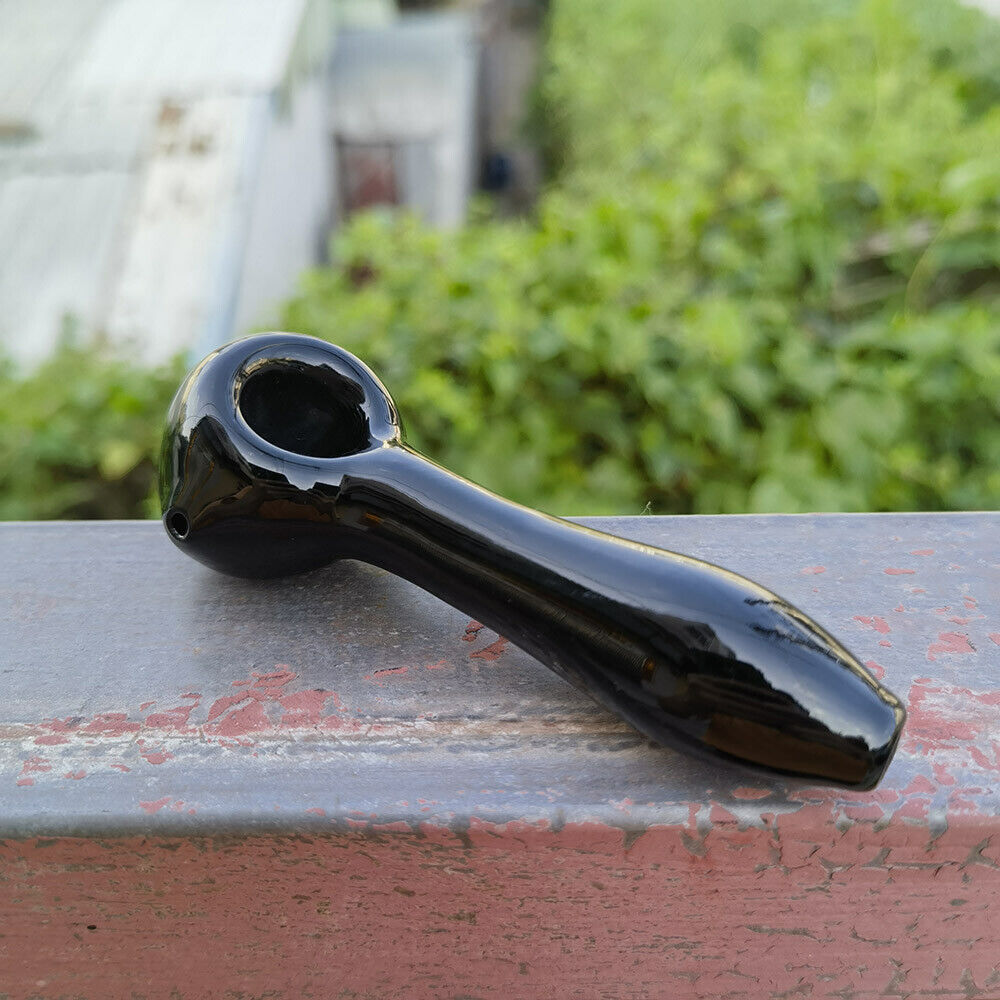 4.5" Black Glass Bong Smoking Hand Pipe Spoon Pipes Portable Heavy Shisha New