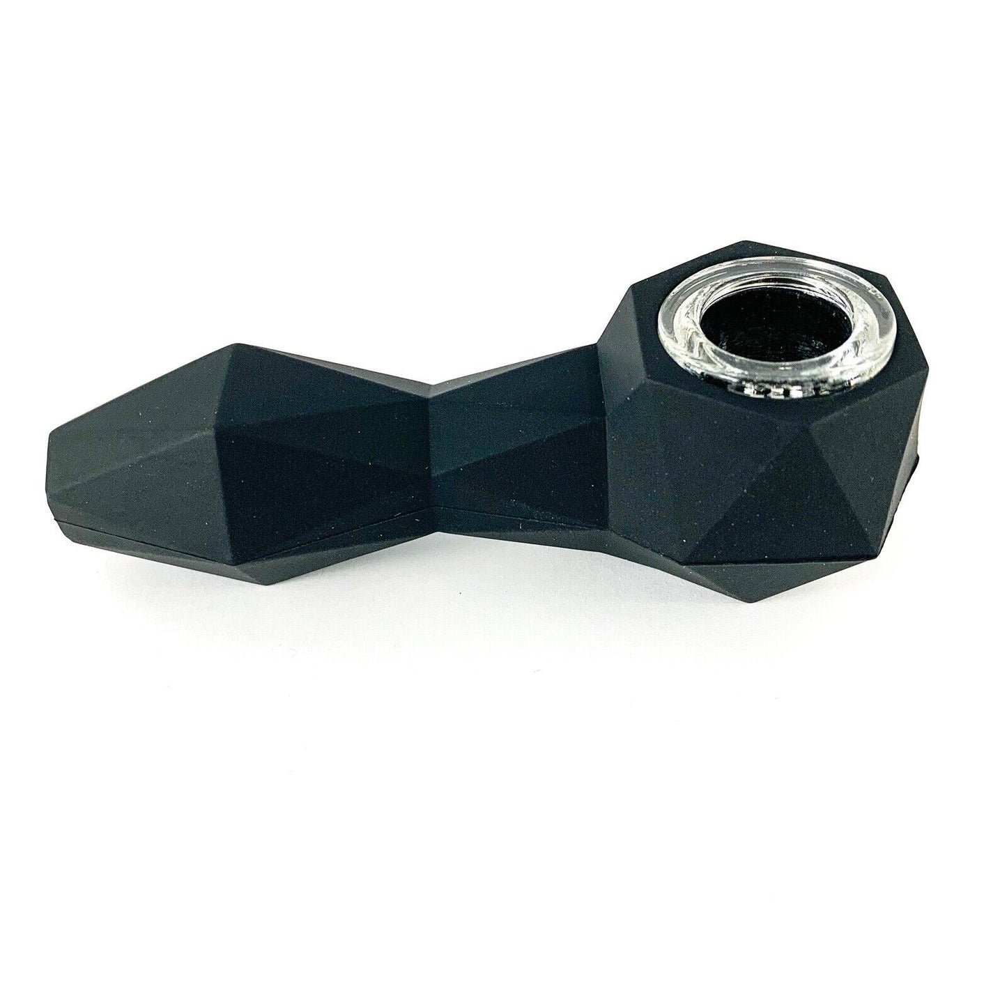 Black Prism Unbreakable Silicone Tobacco Smoking Pipe w/ Glass Bowl