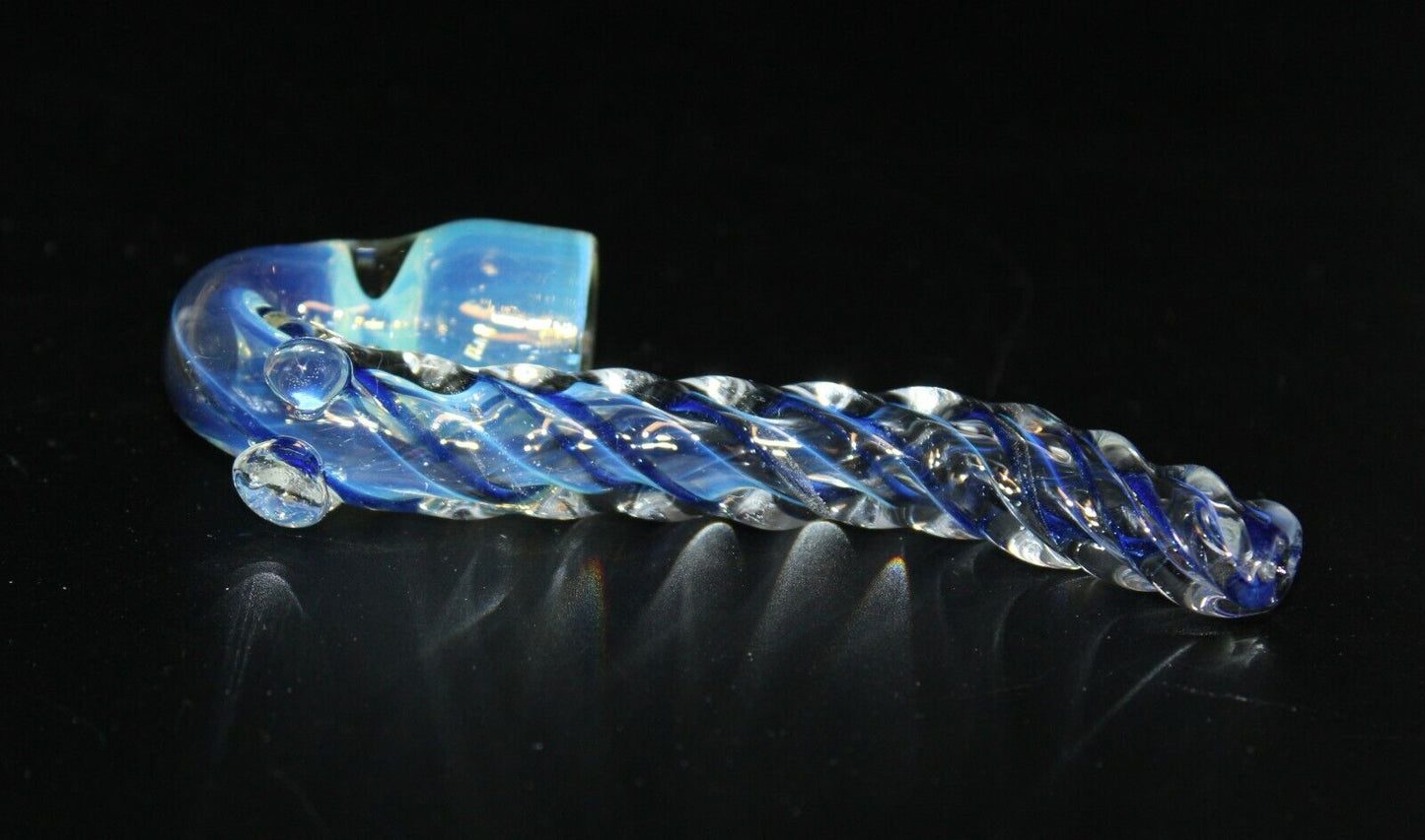 4" UNICORN STEM SHERLOCK -BLUE- One Hitter Tobacco Smoking Glass Pipe One Hitter