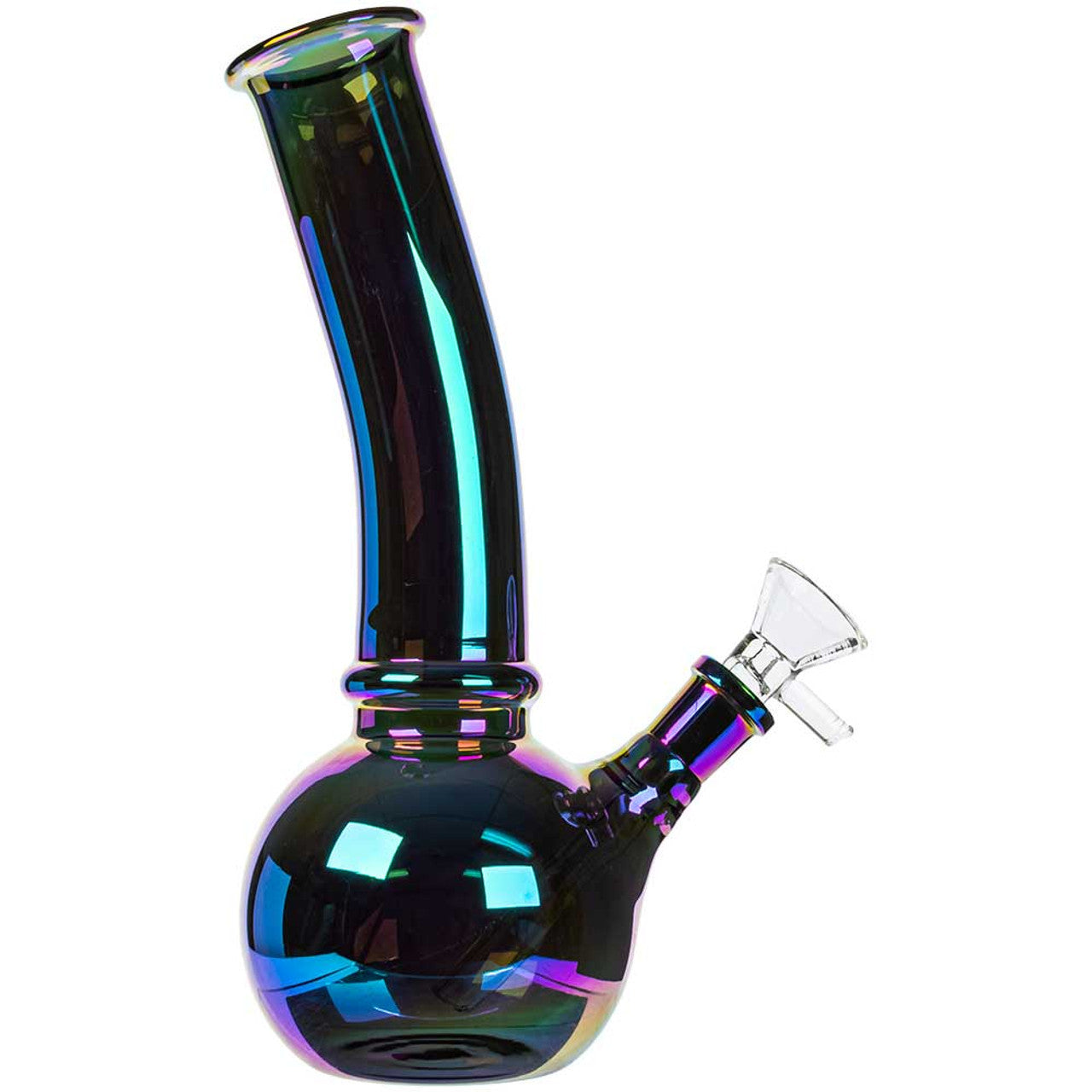 8" colorful glass bong with 14mm downstem bowl, made of durable borosilicate glass.