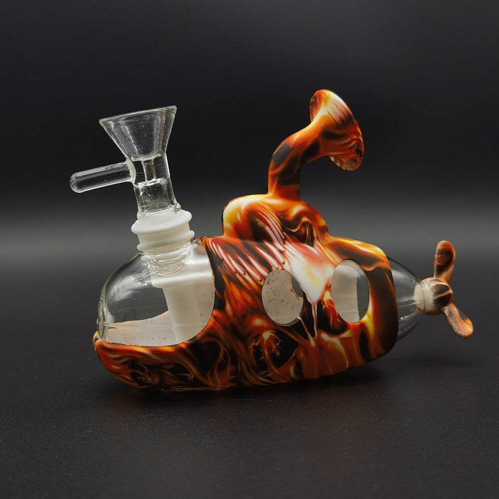 Silicone Smoking Water Pipe Glass Bong Hookah Shisha Submarine W/ Glass Bowl US - Maryjanes Bong Shop