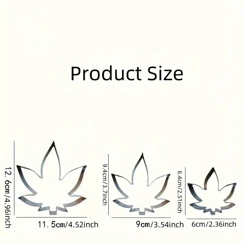 Set (3pcs) Marijuana Cannabis Maple leaf Novelty Shaped Cookie Cutter