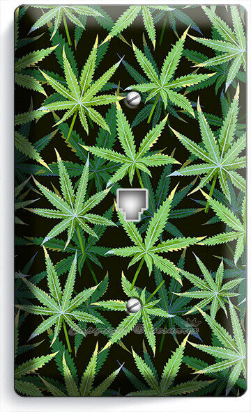 CANNABIS MARIJUANA LEAF PATTERN LIGHT SWITCH OUTLETS WALL PLATES MAN CAVE DECOR
