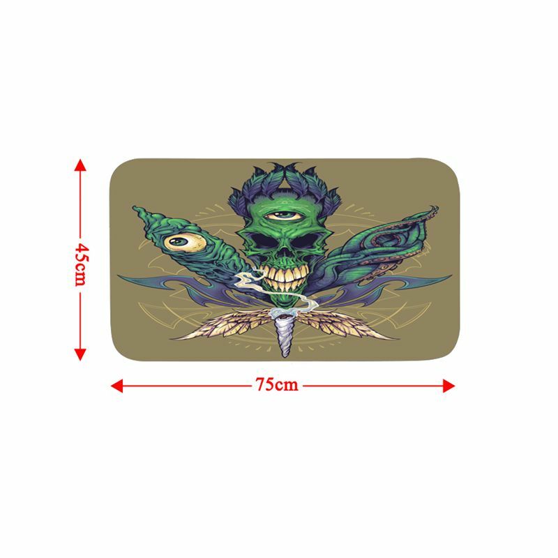Skull Weeds Cannabis Marijuana Shower Curtain Set Non-Slip Bath Mat Toilet Lid Cover