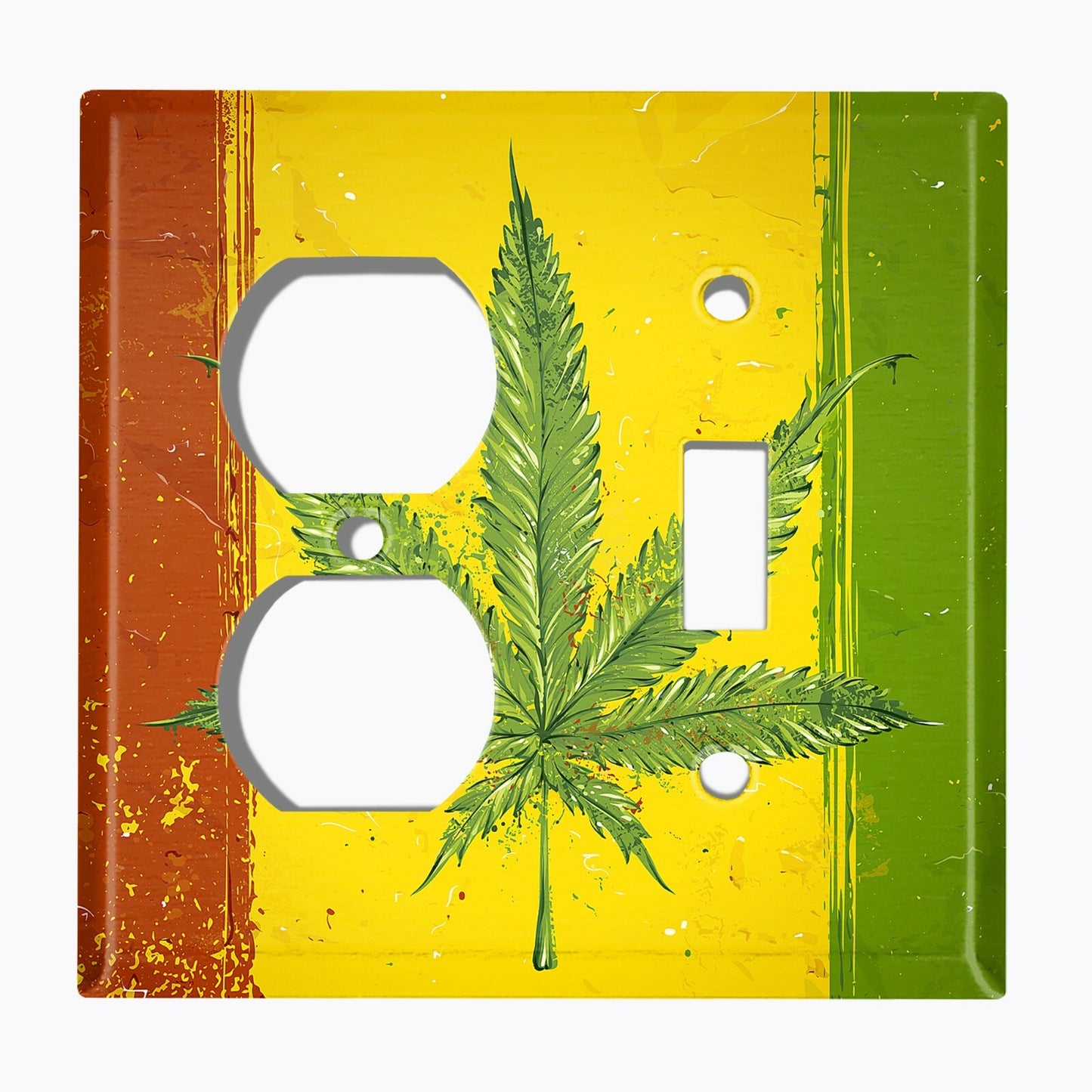 Metal Light Switch Cover Wall Plate Weed Flag Rasta