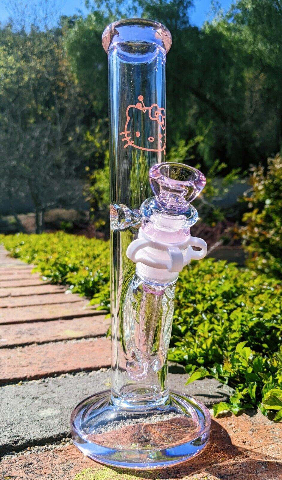 10 Inch Pink Hello Kitty Glass Bong Quality Tobacco Smoking Water Pipe Hookah - Maryjanes Bong Shop