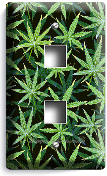 CANNABIS MARIJUANA LEAF PATTERN LIGHT SWITCH OUTLETS WALL PLATES MAN CAVE DECOR