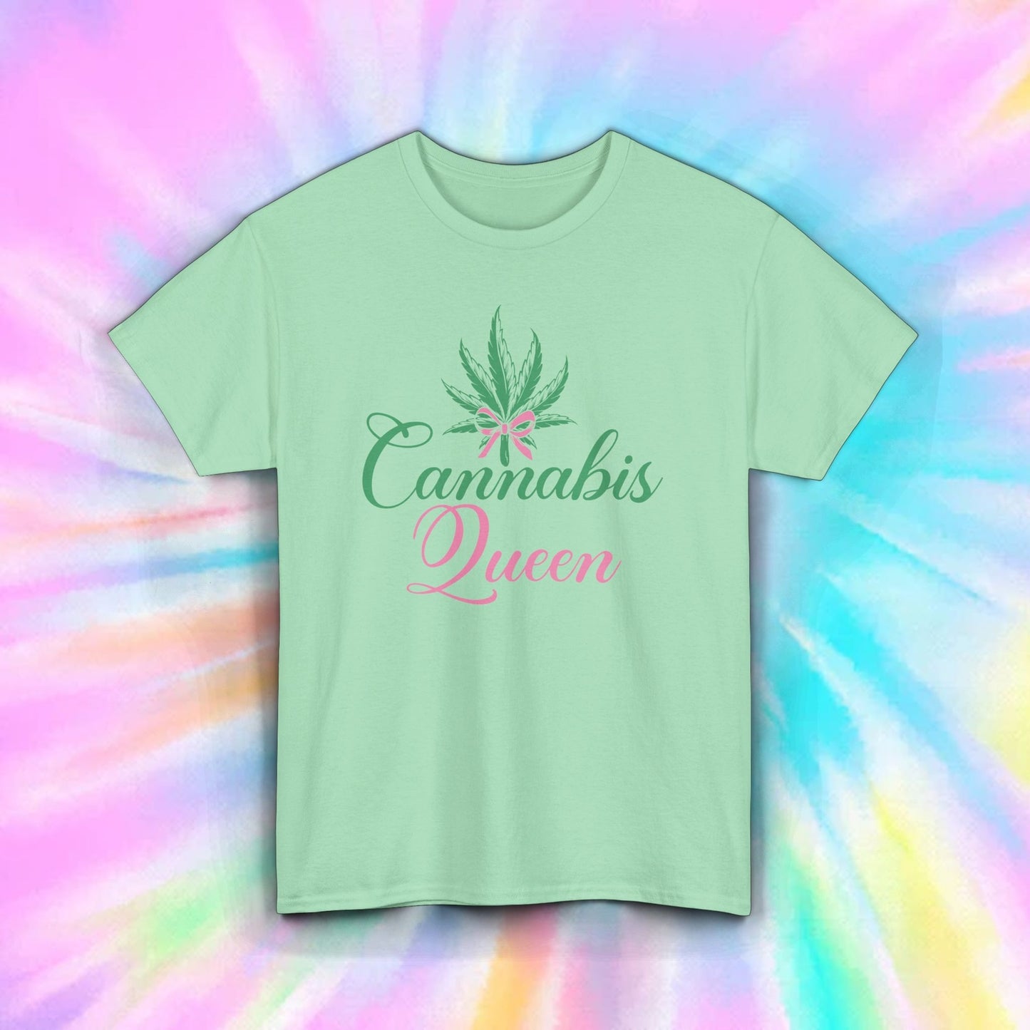 Cannabis Queen Pink Green Marijuana Leaf Funny Pot Stoner Shirt S-5XL 12 colors