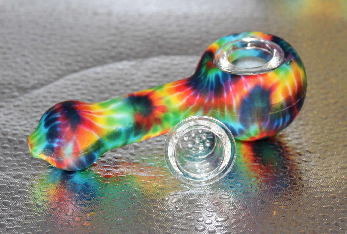 4" TIE DYE SILICONE and Pipe Tobacco Smoking Pipe w/ EXTRA BOWL Pipe