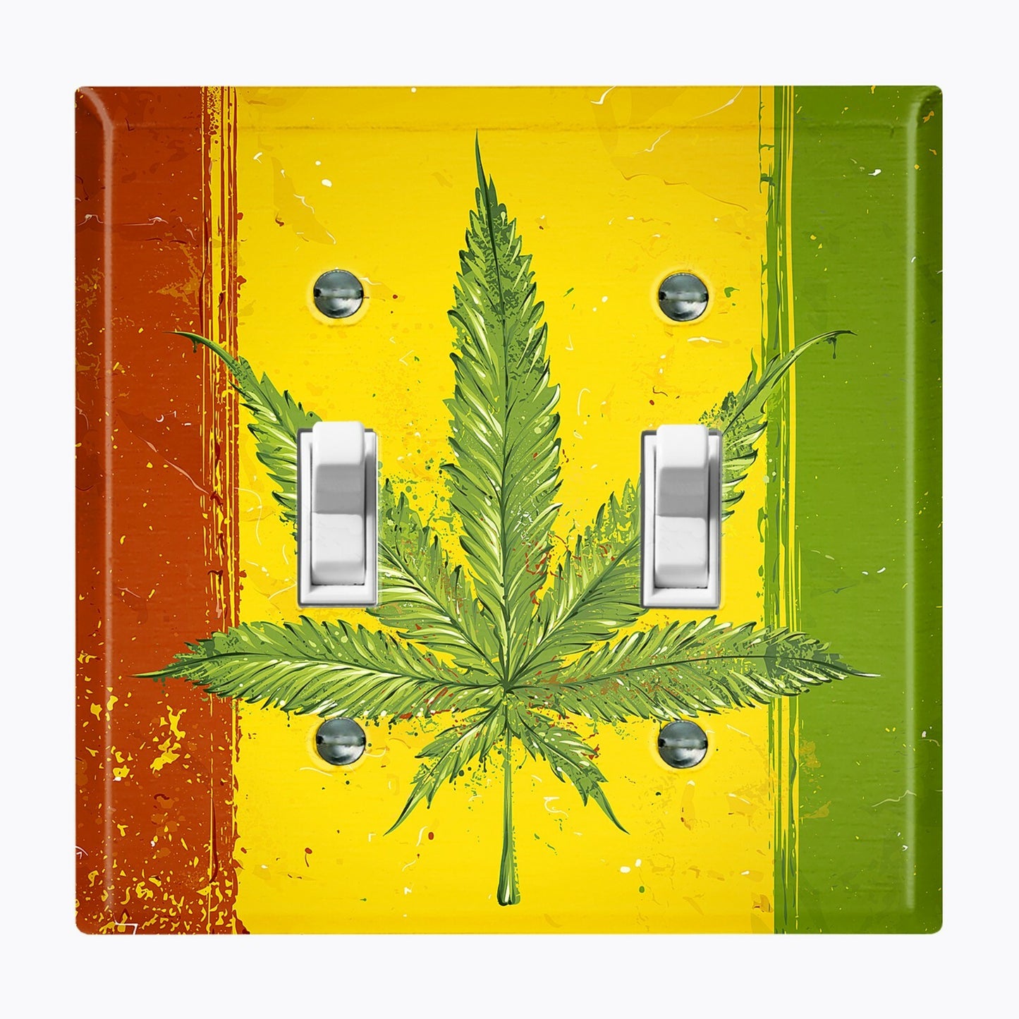 Metal Light Switch Cover Wall Plate Weed Flag Rasta