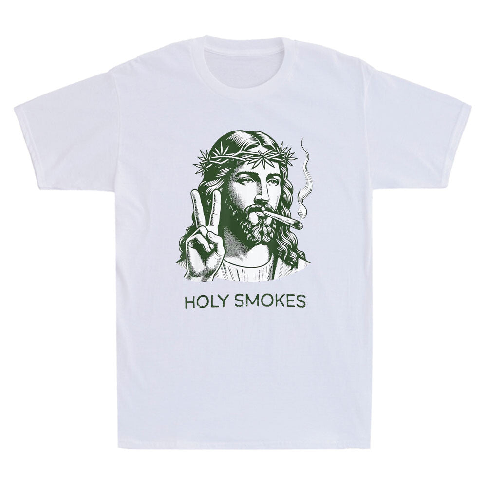 Holy Smokes Funny Jesus Marijuana Graphic Men's T-Shirt