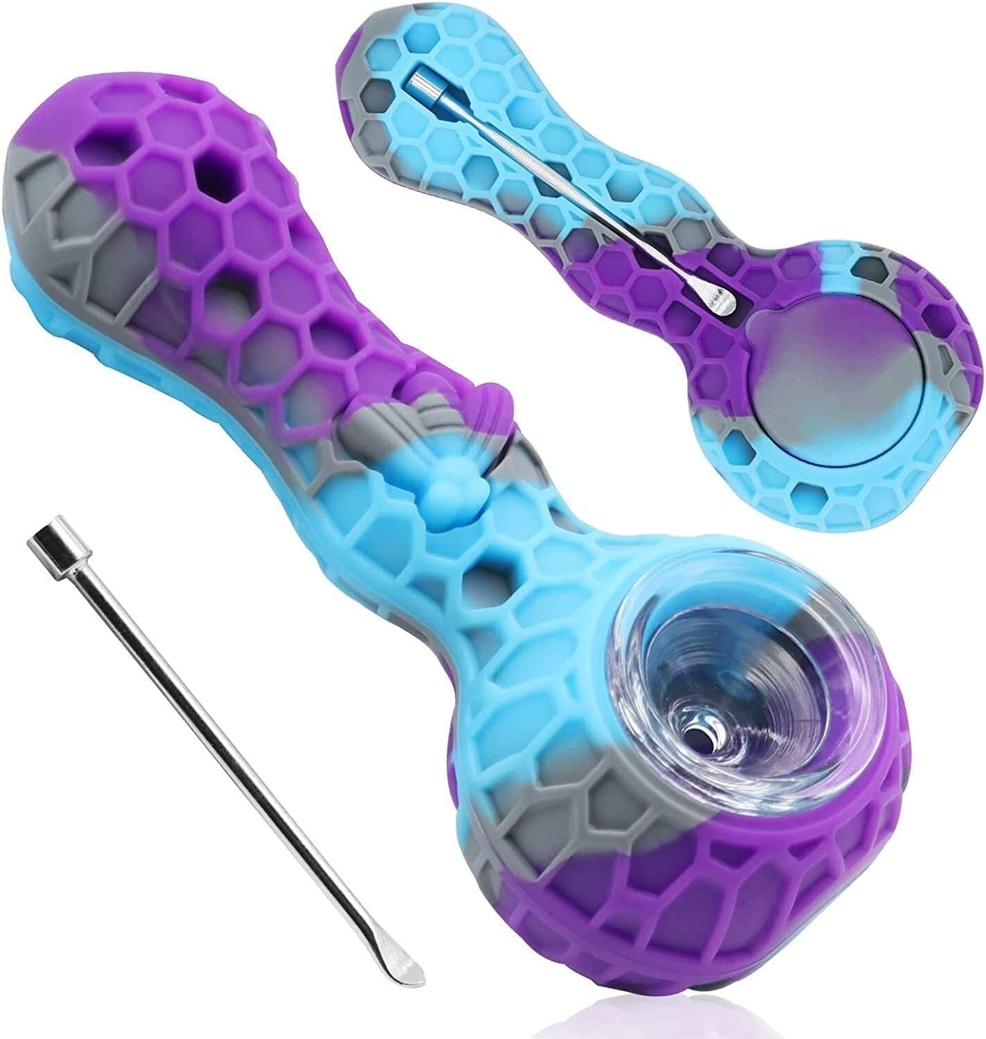 SILICONE SMOKING PIPE BOWl Silicone tobacco cigarette pipe best gift (purple)
