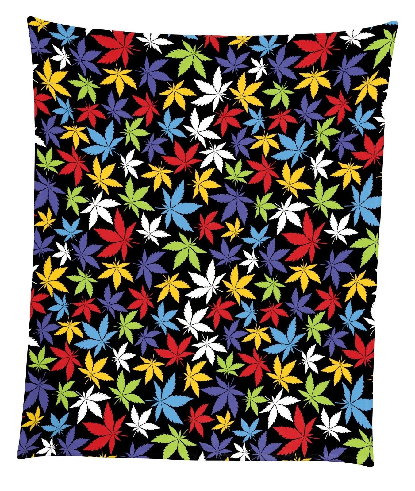 Colorful ganja flower patterned microfleece throw blanket, 50"x60".