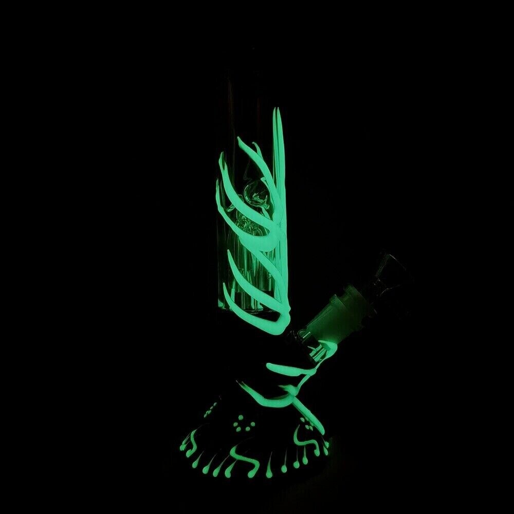10" Glow in the Dark Bong Water Pipe Smoking Pipes Hookah Glass Percolator Bongs